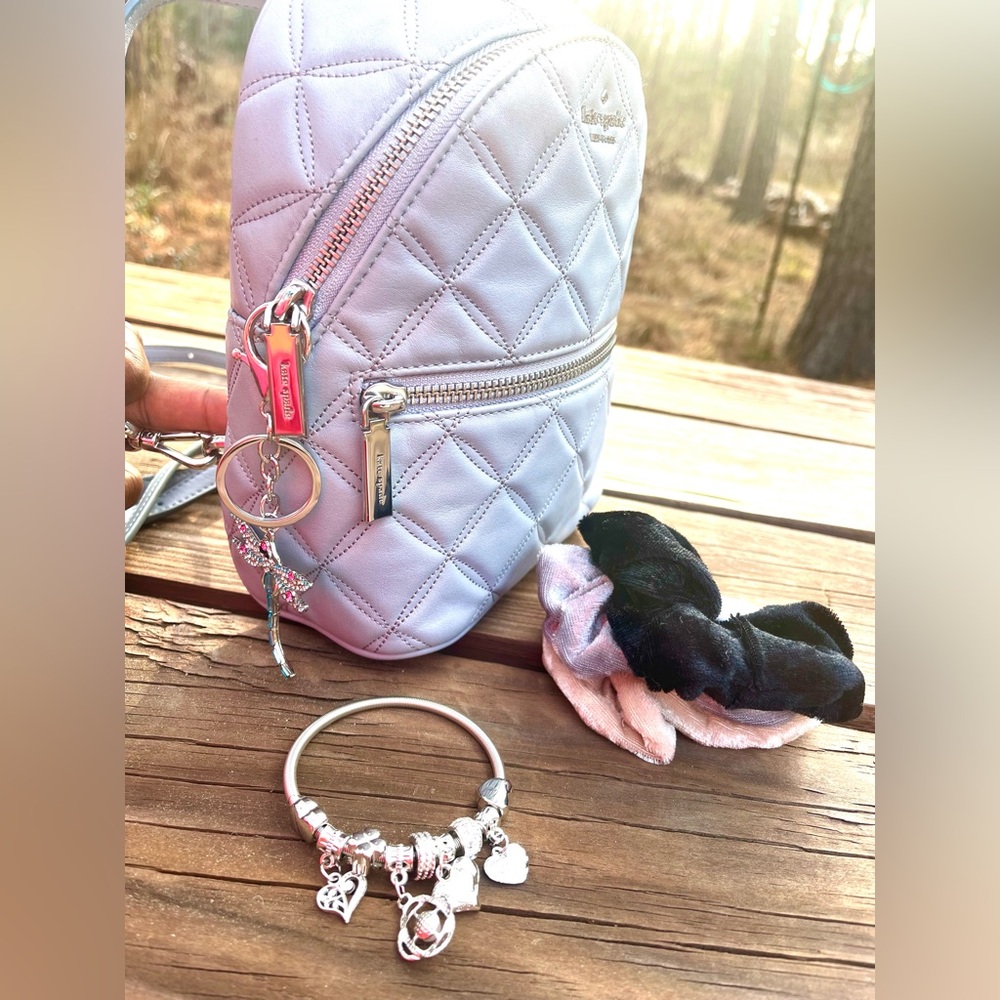 Kate Spade Natalia Mini Convertible Genuine Wuilted Leather Backpack Bundle